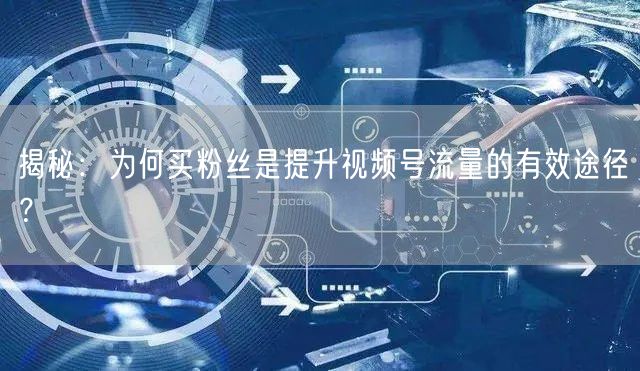 揭秘：为何买粉丝是提升视频号流量的有效途径？