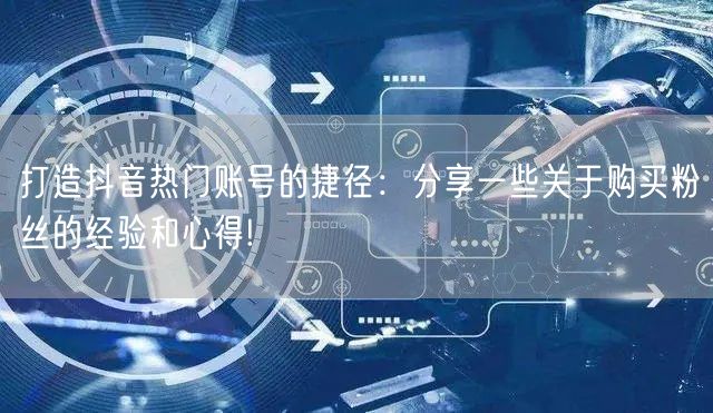 打造抖音热门账号的捷径：分享一些关于购买粉丝的经验和心得!