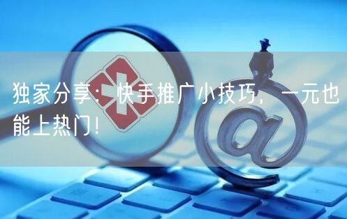 独家分享：快手推广小技巧，一元也能上热门！