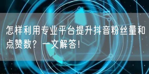 怎样利用专业平台提升抖音粉丝量和点赞数？一文解答！
