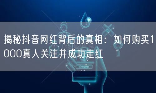 揭秘抖音网红背后的真相:如何购买1000真人关注并成功走红