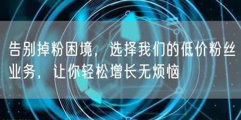告别掉粉困境，选择我们的低价粉丝业务，让你轻松增长无烦恼