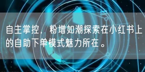 自主掌控，粉增如潮探索在小红书上的自助下单模式魅力所在。