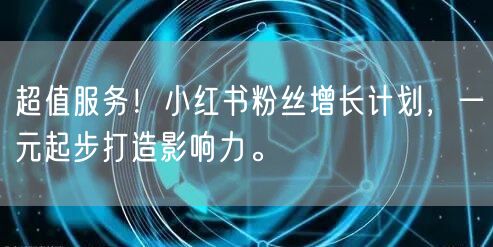 超值服务！小红书粉丝增长计划，一元起步打造影响力。