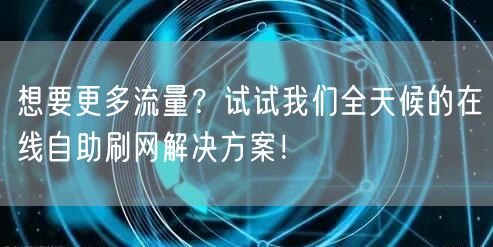 想要更多流量？试试我们全天候的在线自助刷网解决方案！