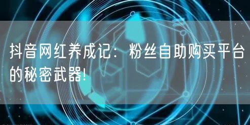 抖音网红养成记:粉丝自助购买平台的秘密武器!