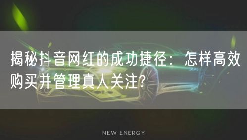 揭秘抖音网红的成功捷径:怎样高效购买并管理真人关注?
